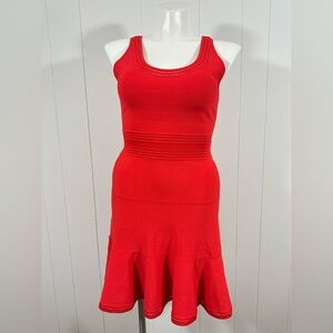 Diane Von Furstenberg DVF Dress Size L Stretch Bodycon Fit N Flare Cocktail Red